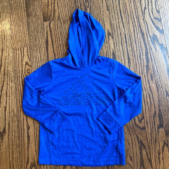 ADIDAS BOYS BLUE/BLACK HOODIE TOP SIZE 6